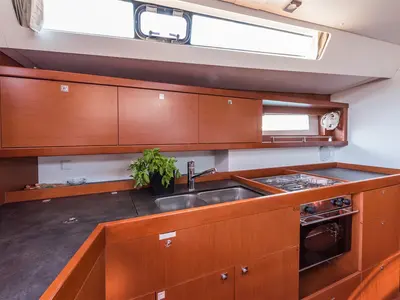 Galley of Zoa, a Beneteau Oceanis 45 sailboat at Split, Croatia