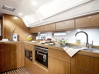 Galley of Three, a Bavaria Cruiser 46 sailboat at Fisksätra, Sweden