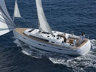 Exterior view of Three, a Bavaria Cruiser 46 sailboat at Fisksätra, Sweden
