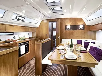 Salon of Three, a Bavaria Cruiser 46 sailboat at Fisksätra, Sweden