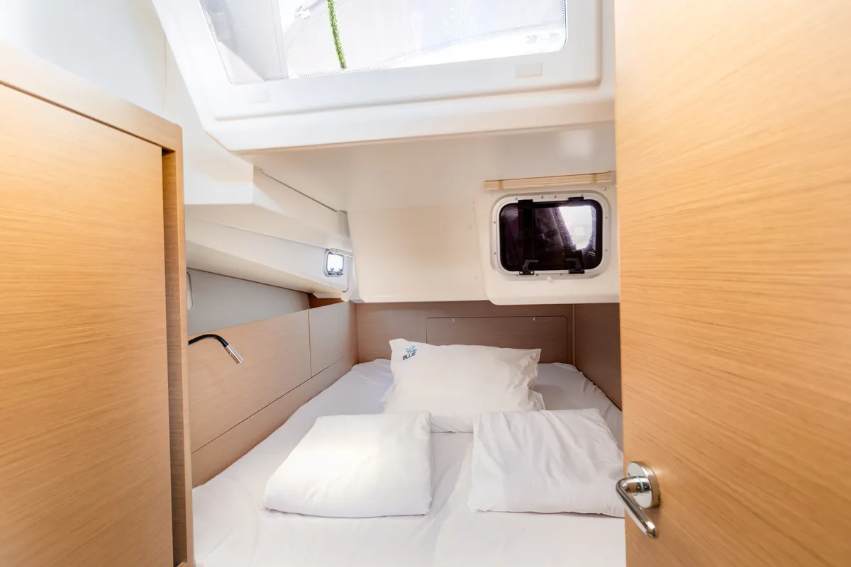 Cabin on Ikarus, a Jeanneau Sun Odyssey 440 sailboat at Punat, Croatia