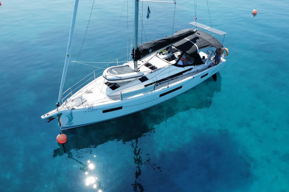 Exterior view of Ikarus, a Jeanneau Sun Odyssey 440 sailboat at Punat, Croatia