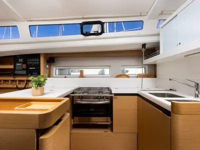 Galley of Ikarus, a Jeanneau Sun Odyssey 440 sailboat at Punat, Croatia