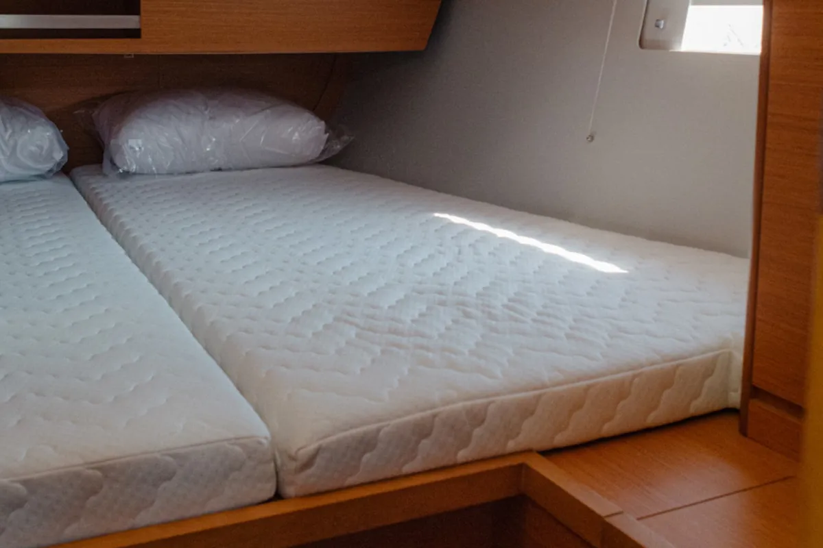 Cabin on ARMONIA, a Dufour 430 sailboat at Skiathos, Greece