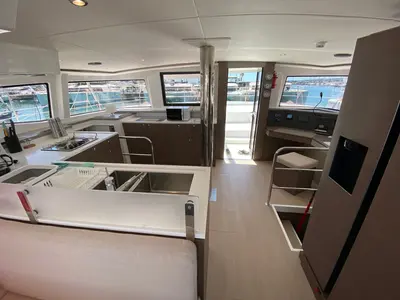 Galley of Vespera, a Fountaine Pajot Astréa 42 catamaran at Sukošan, Croatia