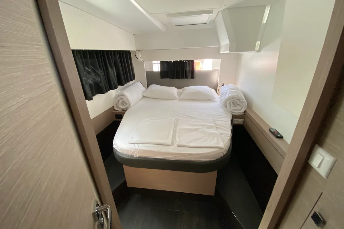 Cabin on Vespera, a Fountaine Pajot Astréa 42 catamaran at Sukošan, Croatia