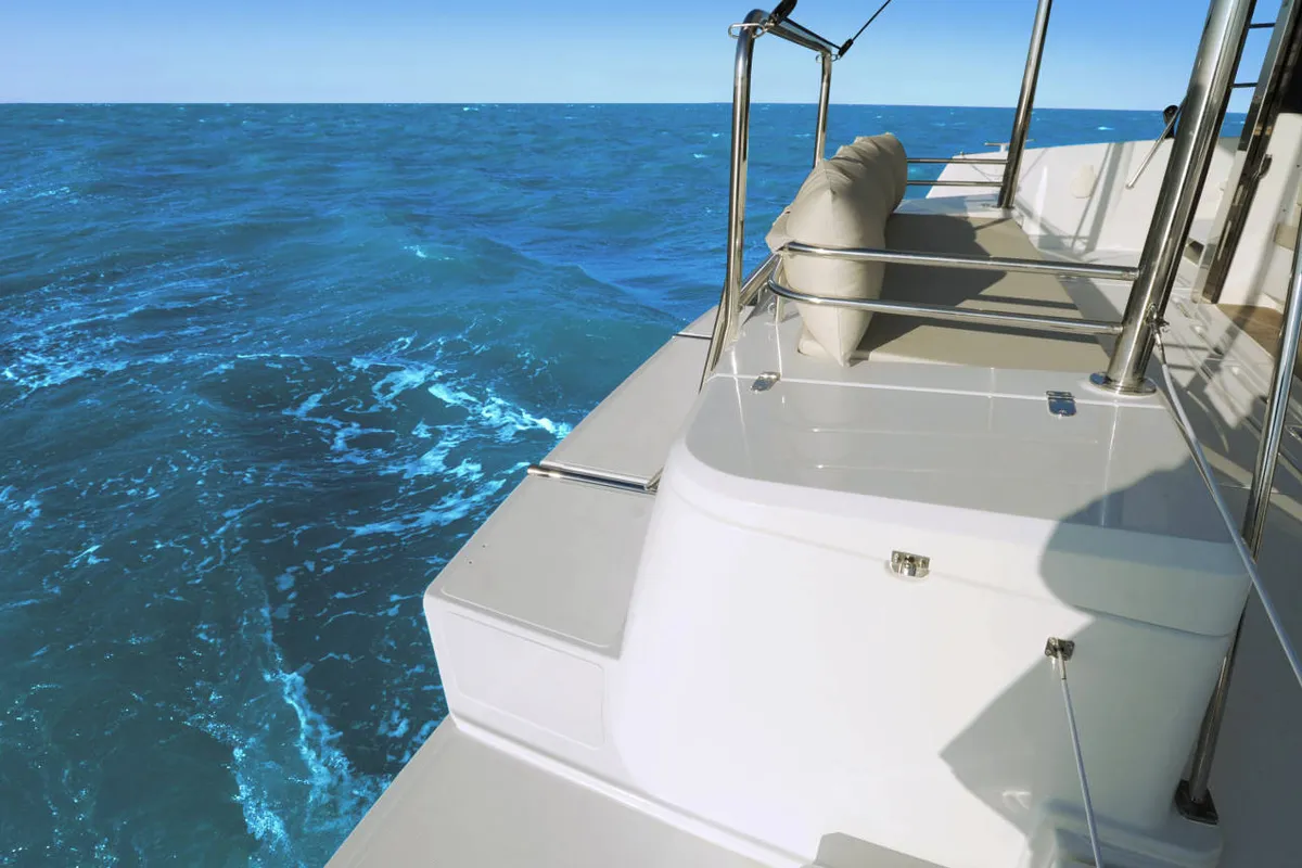 Deck of Zeus, a Bali 4.1 catamaran at Athens, Greece