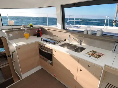 Galley of Zeus, a Bali 4.1 catamaran at Athens, Greece