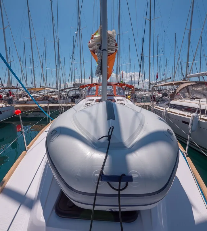 Exterior view of Happy, a Elan Impression 40 sailboat at Split, Croatia