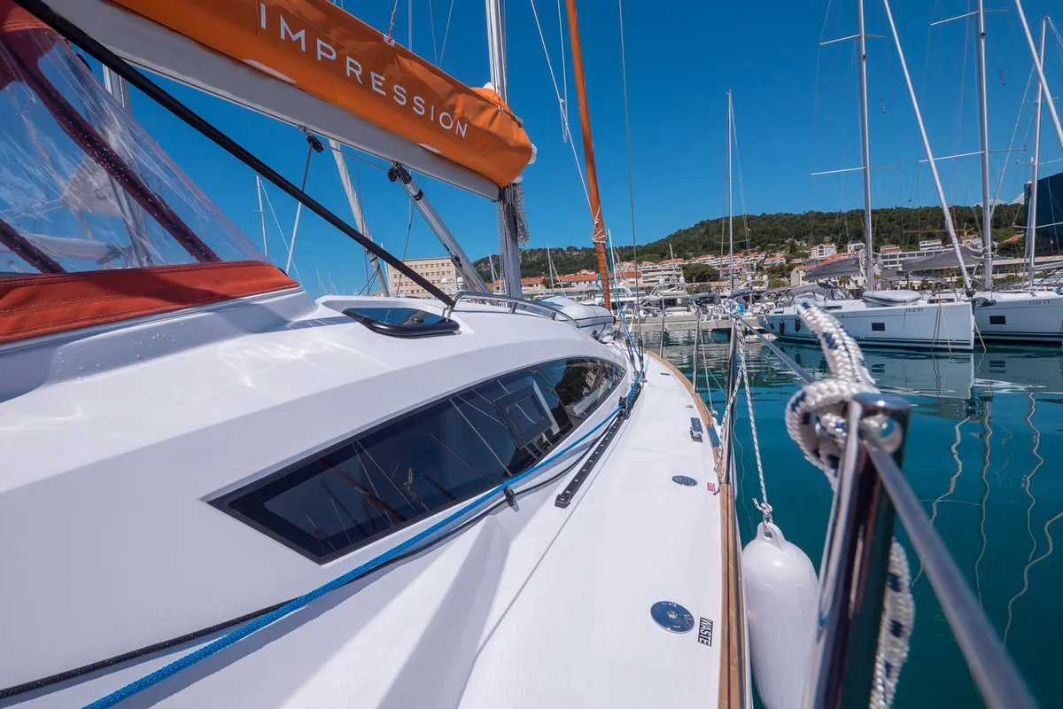 Exterior view of Happy, a Elan Impression 40 sailboat at Split, Croatia