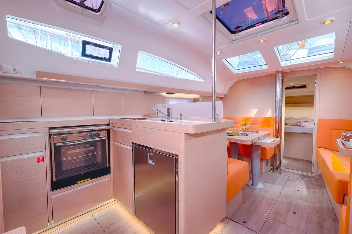 Galley of Happy, a Elan Impression 40 sailboat at Split, Croatia
