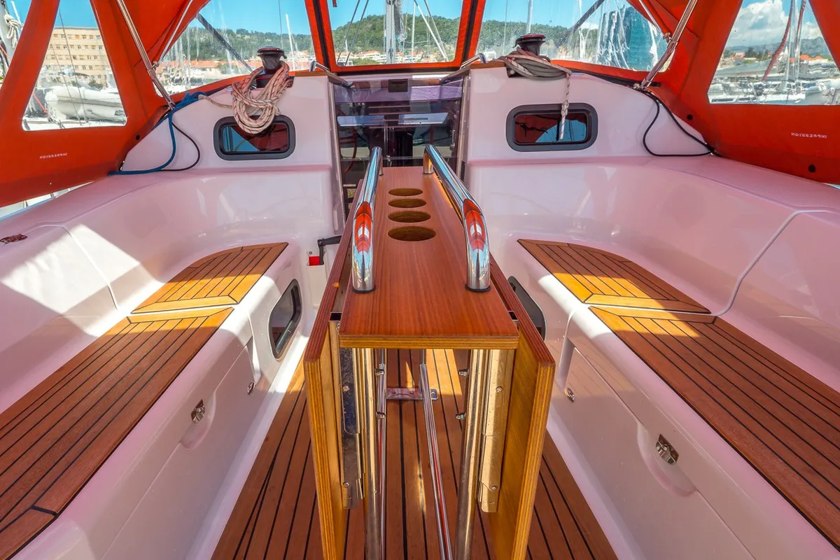Deck of Happy, a Elan Impression 40 sailboat at Split, Croatia