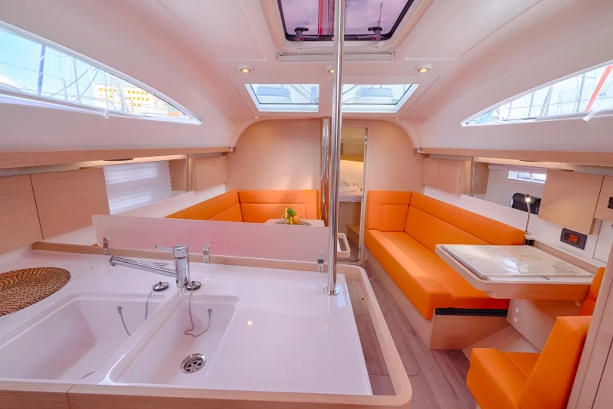 Galley of Happy, a Elan Impression 40 sailboat at Split, Croatia