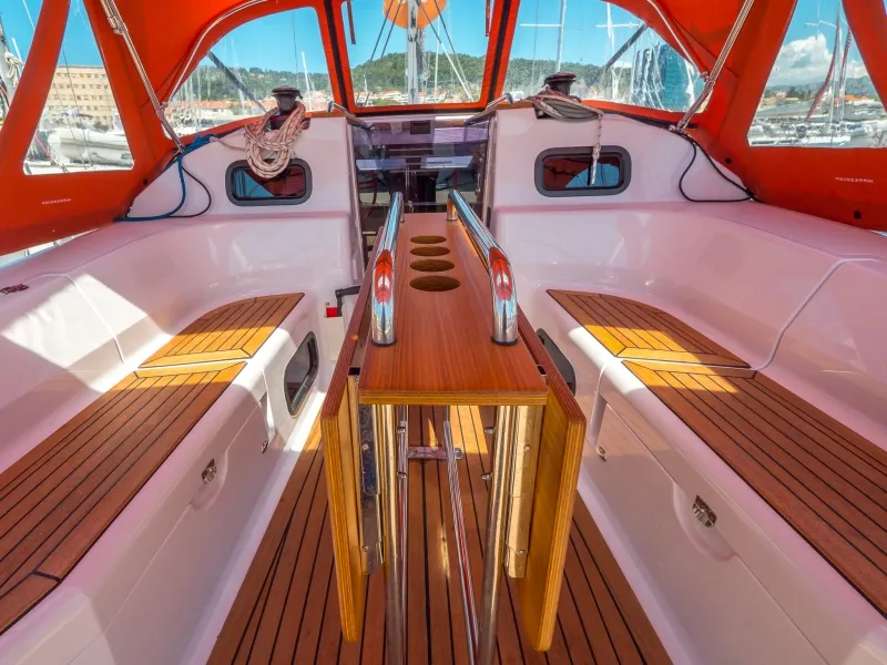 Cockpit of Happy, a Elan Impression 40 sailboat at Split, Croatia