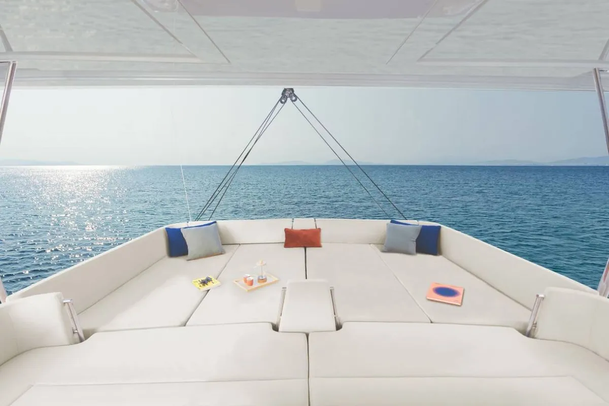 Deck of Bali Kai, a Bali 5.8 catamaran at Grad Kaštela, Croatia