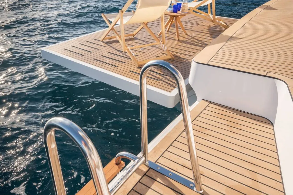 Deck of Bali Kai, a Bali 5.8 catamaran at Grad Kaštela, Croatia
