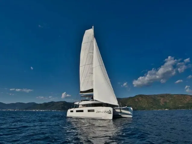 Exterior view of INVICTUS II, a Lagoon 50 catamaran at Municipal Unit of Rhodes, Greece
