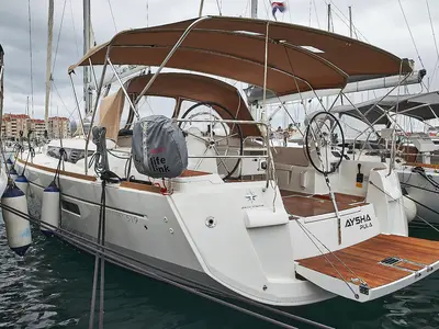 Aysha, a Jeanneau Sun Odyssey 519 sailboat at Grad Biograd na Moru, Croatia