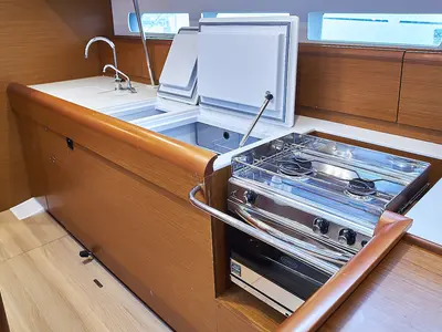 Galley of Aysha, a Jeanneau Sun Odyssey 519 sailboat at Biograd na Moru, Croatia