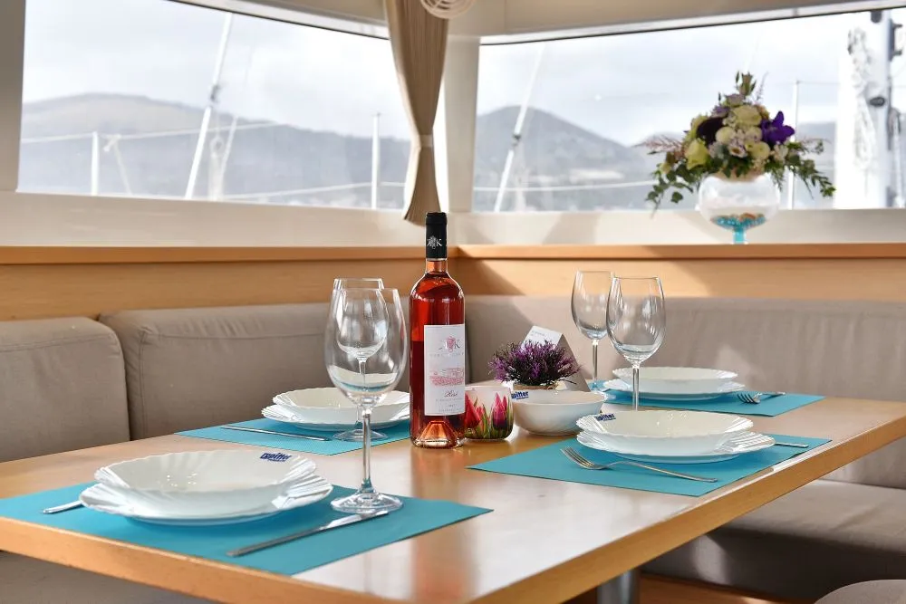 Salon of Lydia, a Lagoon 450 F catamaran at Grad Trogir, Croatia