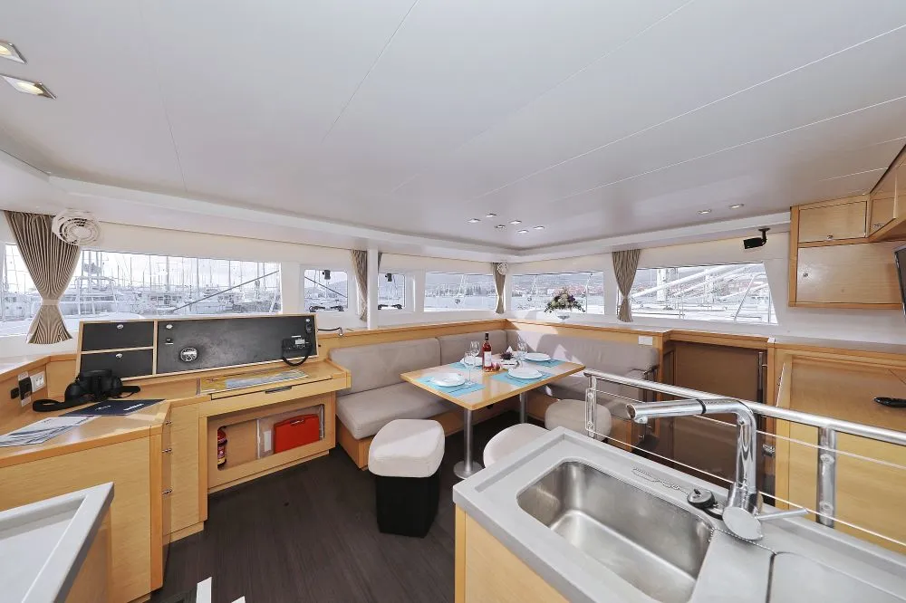 Salon of Lydia, a Lagoon 450 F catamaran at Grad Trogir, Croatia