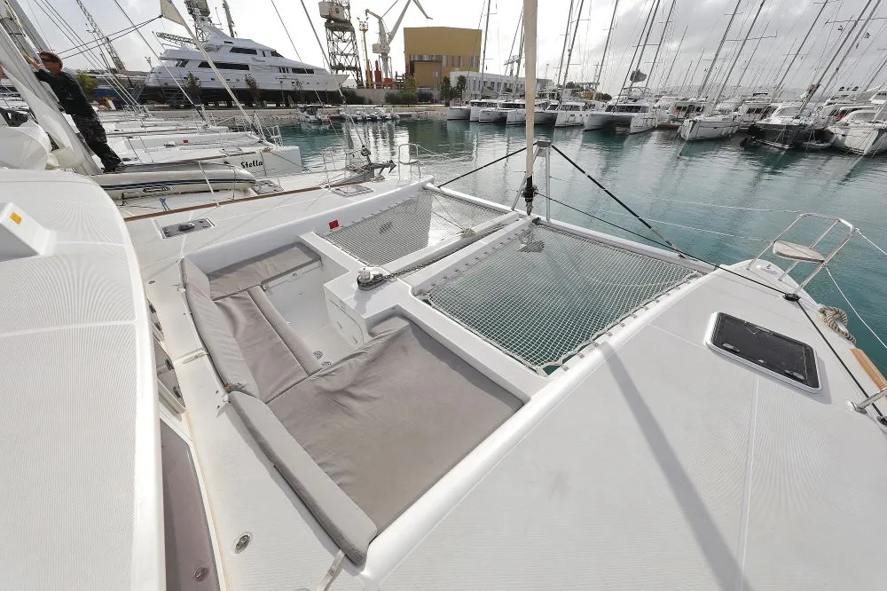 Deck of Lydia, a Lagoon 450 F catamaran at Grad Trogir, Croatia