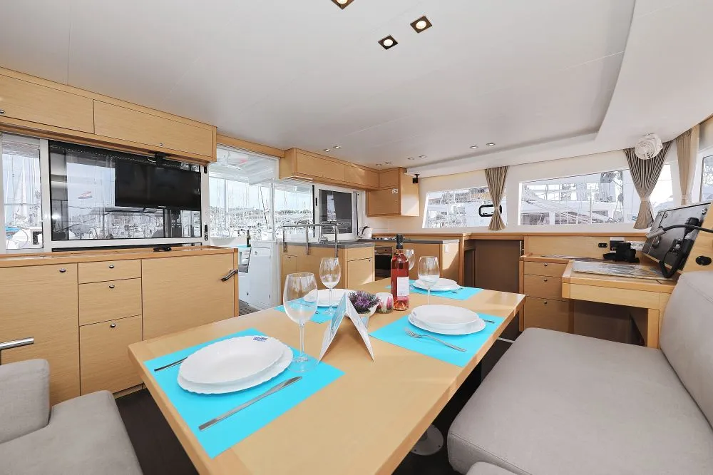 Salon of Lydia, a Lagoon 450 F catamaran at Grad Trogir, Croatia