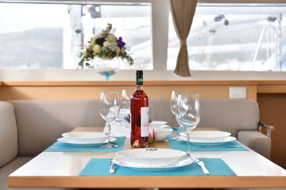 Salon of Lydia, a Lagoon 450 F catamaran at Grad Trogir, Croatia