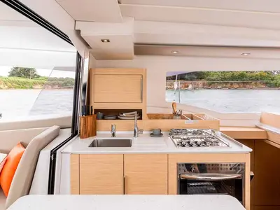 Galley of Auriga, a Fountaine Pajot FP 41 Quatuor 4 catamaran at Grad Biograd na Moru, Croatia