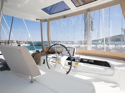 Cockpit of Little Havana, a Lagoon 46 catamaran at Općina Medulin, Croatia