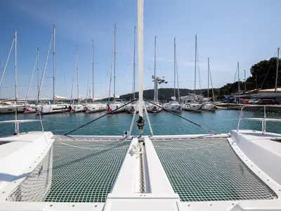 Deck of Little Havana, a Lagoon 46 catamaran at Općina Medulin, Croatia