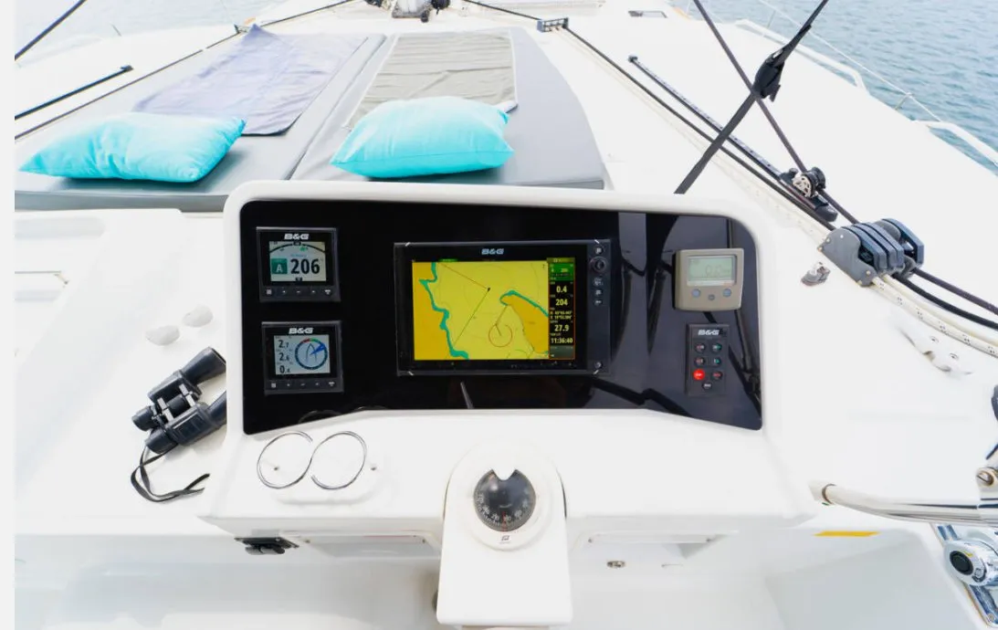 Cockpit of Julius Cesar III, a Lagoon 450 F catamaran at Općina Rogoznica, Croatia