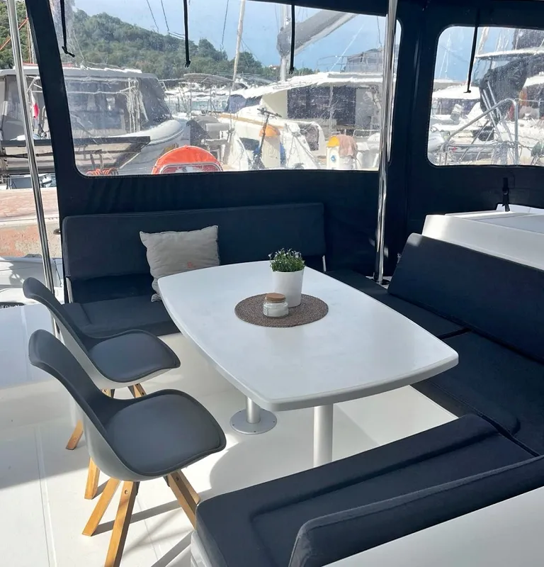 Deck of Julius Cesar III, a Lagoon 450 F catamaran at Općina Rogoznica, Croatia