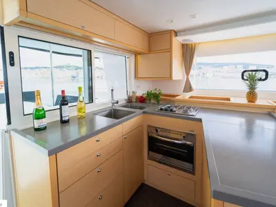 Galley of Julius Cesar III, a Lagoon 450 F catamaran at Općina Rogoznica, Croatia
