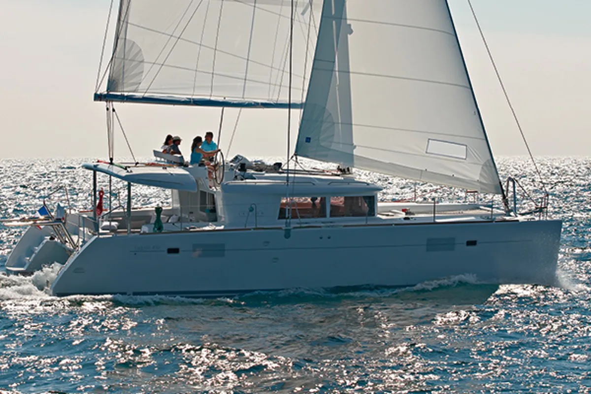 Exterior view of Julius Cesar III, a Lagoon 450 F catamaran at Općina Rogoznica, Croatia