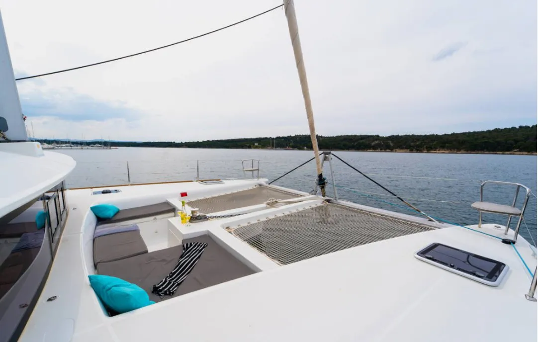 Deck of Julius Cesar III, a Lagoon 450 F catamaran at Općina Rogoznica, Croatia