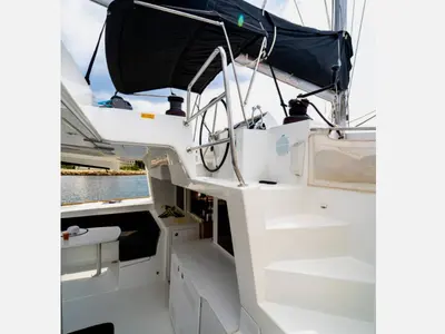 Cockpit of Julius Cesar III, a Lagoon 450 F catamaran at Općina Rogoznica, Croatia