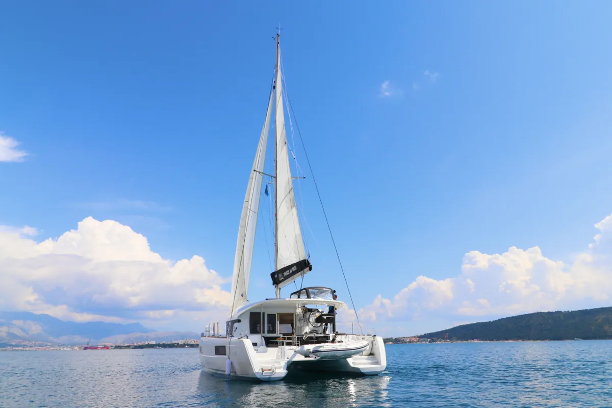 Exterior view of Twice as nice, a Lagoon 40 catamaran at Grad Kaštela, Croatia
