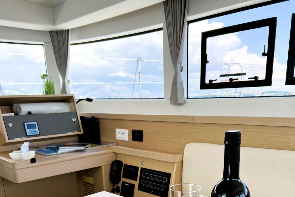 Salon of Twice as nice, a Lagoon 40 catamaran at Grad Kaštela, Croatia