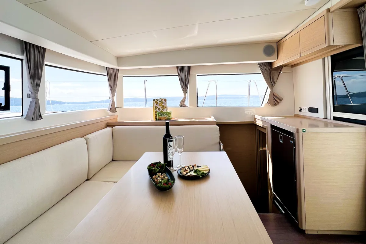 Salon of Twice as nice, a Lagoon 40 catamaran at Grad Kaštela, Croatia