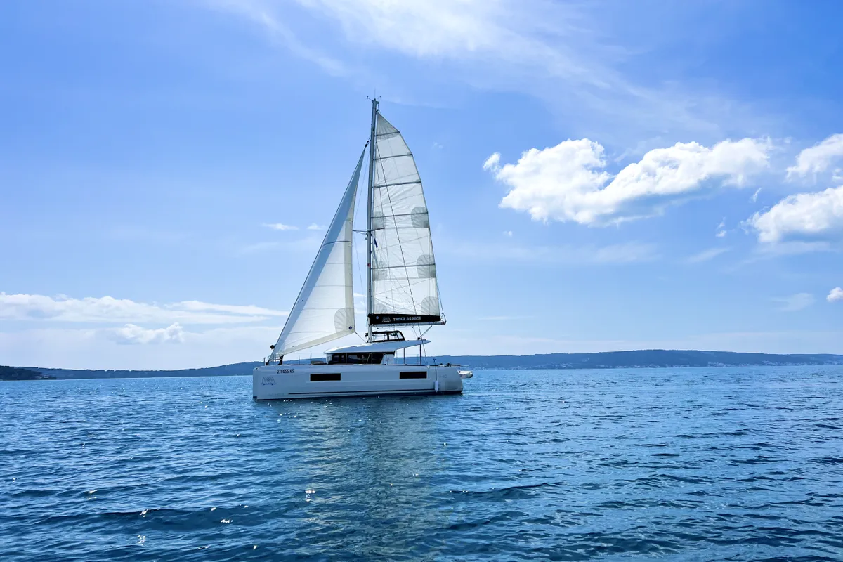 Exterior view of Twice as nice, a Lagoon 40 catamaran at Grad Kaštela, Croatia