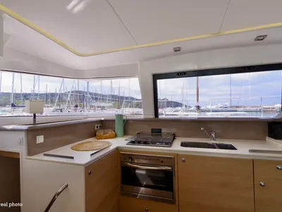 Galley of WEEsail, a Bali 4.1 catamaran at Castellammare di Stabia, Italy