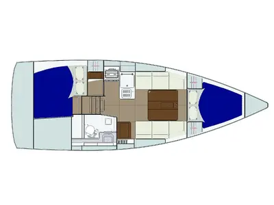 Floor plan of Sisu, a Dufour 310 Grand Large sailboat at Yerseke, Netherlands