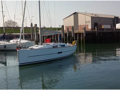 Exterior view of Sisu, a Dufour 310 Grand Large sailboat at Yerseke, Netherlands