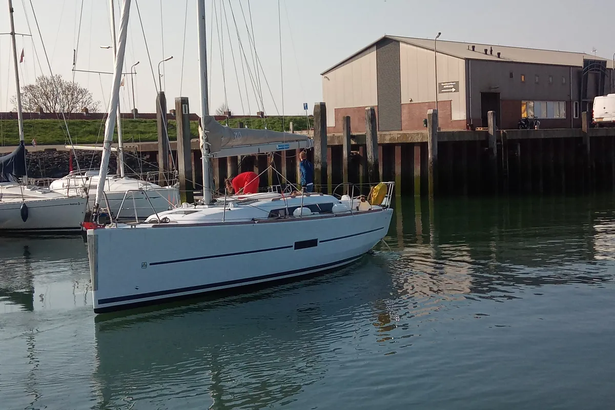 Exterior view of Sisu, a Dufour 310 Grand Large sailboat at Yerseke, Netherlands