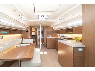 Salon of Mojito, a Beneteau Oceanis 40.1 sailboat at Kos, Greece