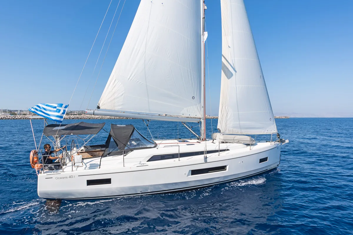 Exterior view of Mojito, a Beneteau Oceanis 40.1 sailboat at Kos, Greece