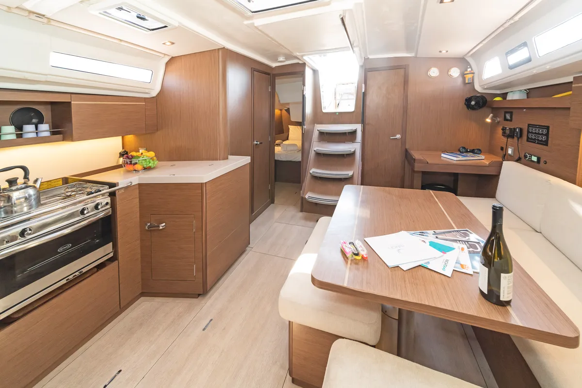 Galley of Mojito, a Beneteau Oceanis 40.1 sailboat at Kos, Greece