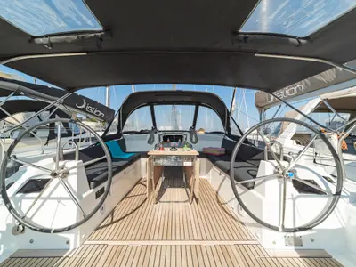 Cockpit of Mojito, a Beneteau Oceanis 40.1 sailboat at Kos, Greece