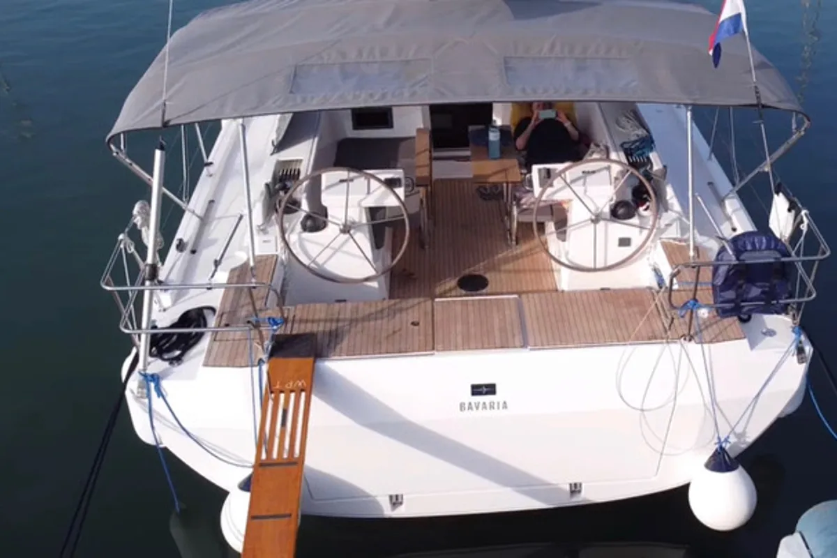 Cockpit of Libertas, a Bavaria C45 Style sailboat at Grad Pula, Croatia